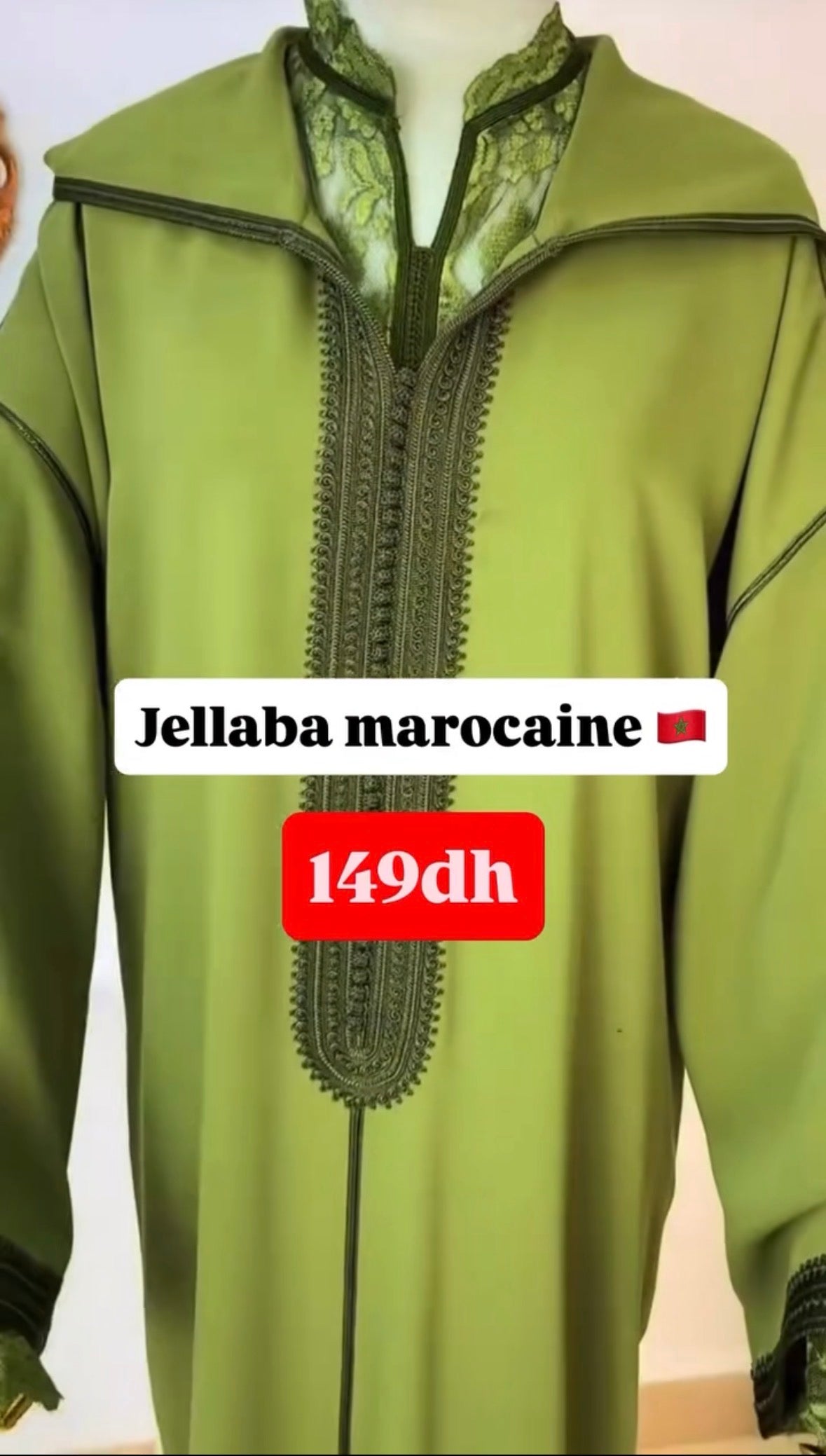 Elegant Lightweight Djellaba with Lace Details