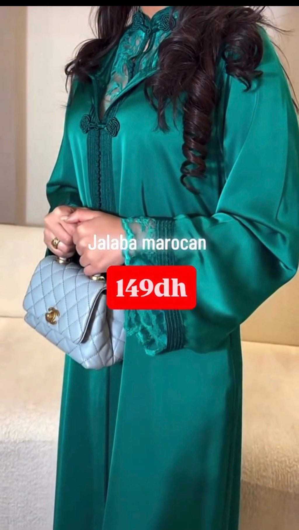 Elegant Lightweight Djellaba with Lace Details